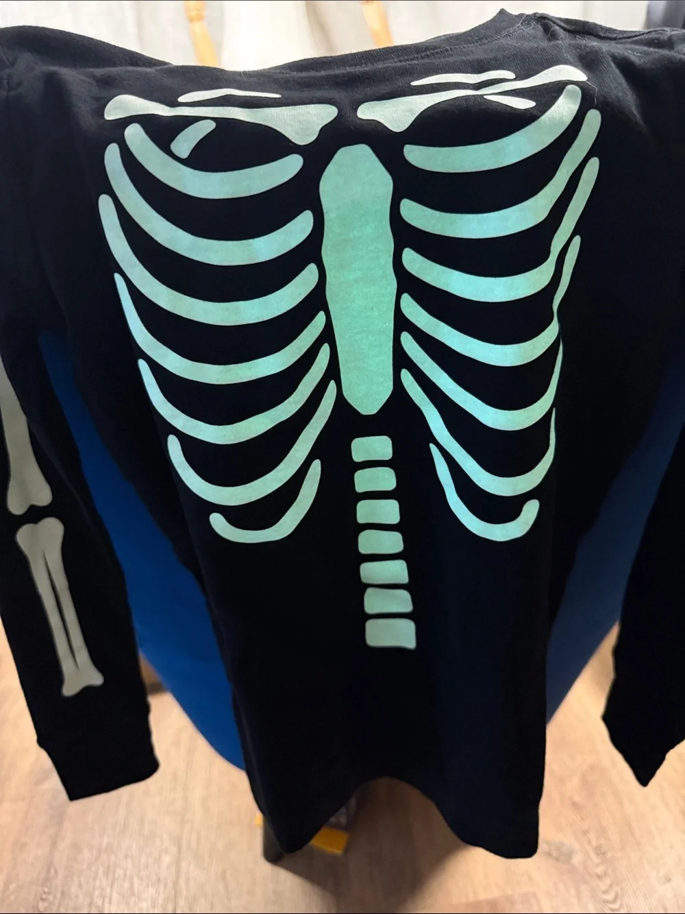 Kids GAP Black Long Sleeve Tee with White Skeleton Graphic